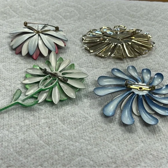Vintage MCM Colorful Retro Flower Brooch Set 60s 70s Hippie Colorful Floral - Picture 13 of 14